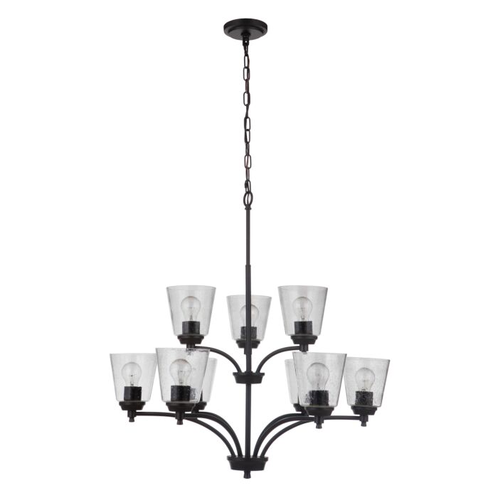 Craftmade Tyler 9 Light Transitional Chandelier in Flat Black