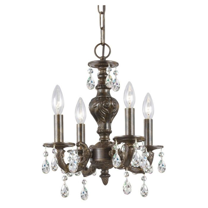 Crystorama Paris Market 4 Light 16 Inch Mini Chandelier in Venetian Bronze with Clear Spectra Crystals