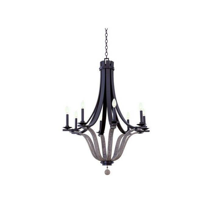 Kalco Lansing 8 Light Modern Farmhouse Chandelier in Satin Bronze