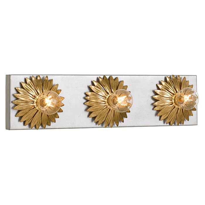 Crystorama Broche 3 Light 18 Inch Bathroom Vanity Light in Antique Gold And Antique Silver