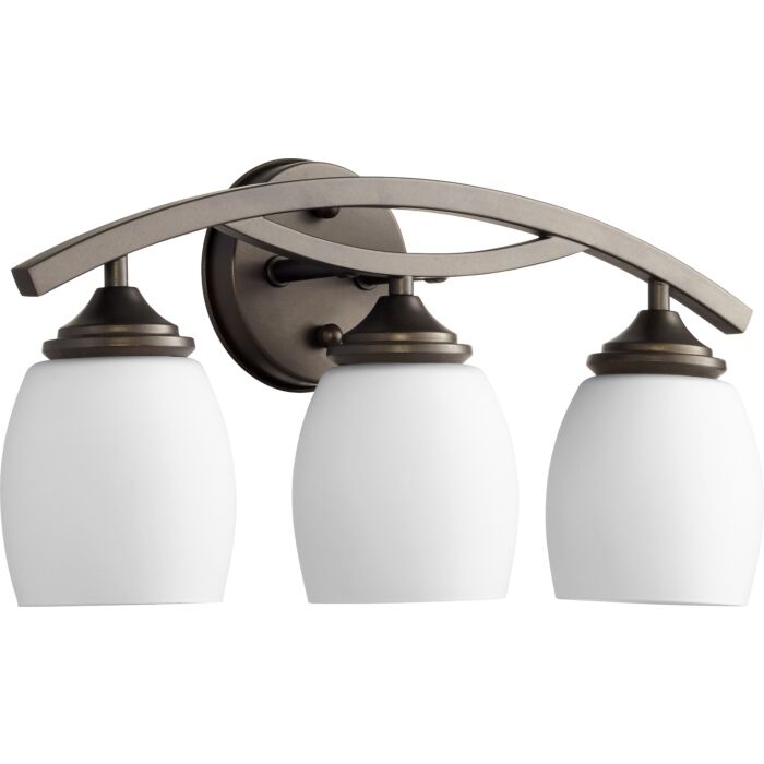 Quorum Transitional 3 Light 9 Inch Bathroom Vanity Light in Oiled Bronze