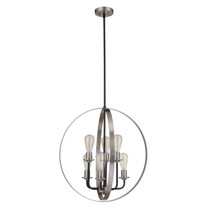 Craftmade Randolph 6 Light 24 Inch Foyer Light in Flat Black with Brushed Polished Nickel