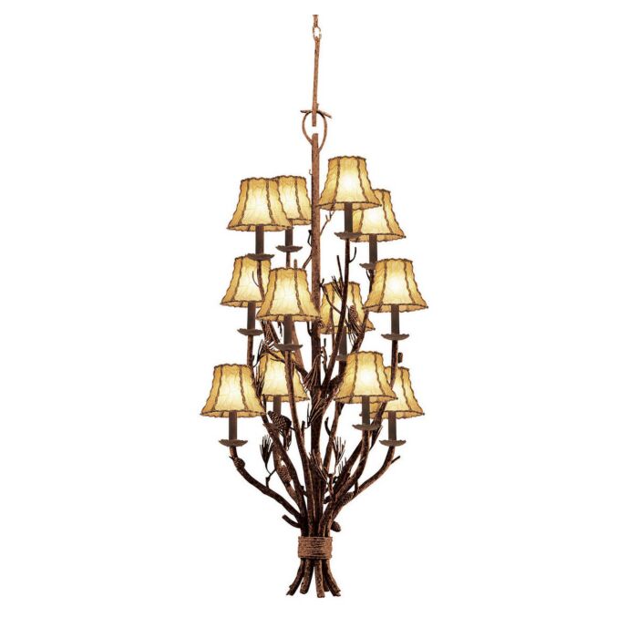 Kalco Ponderosa 12 Light Rustic Chandelier in Ponderosa