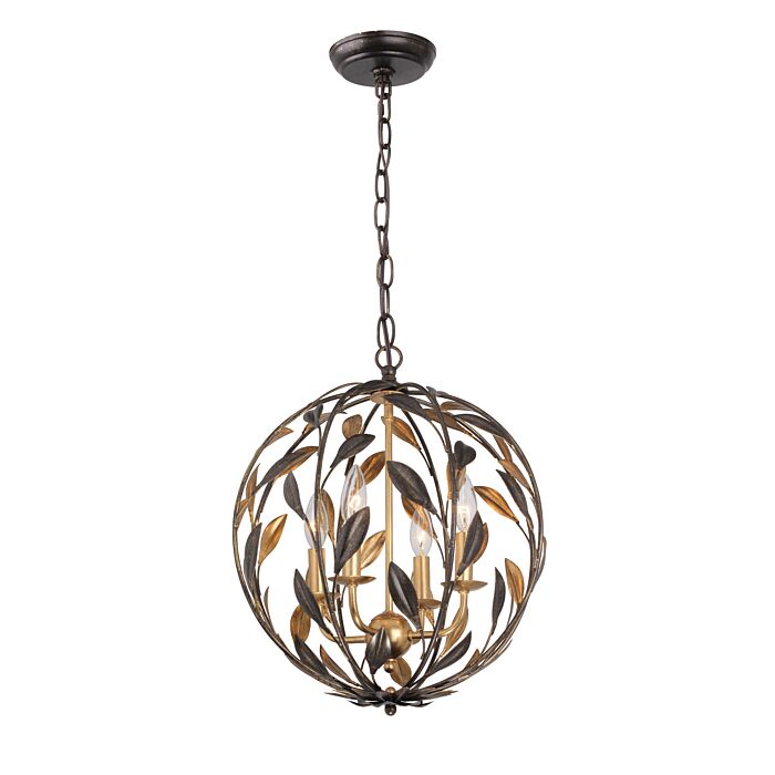 Crystorama Broche 4 Light Mini Chandelier in English Bronze