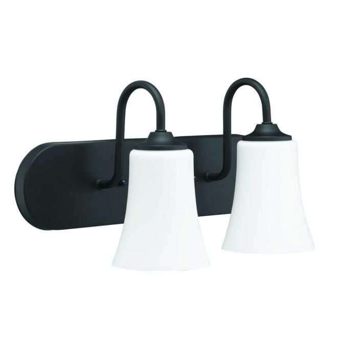 Craftmade Gwyneth 2 Light Bathroom Vanity Light in Flat Black