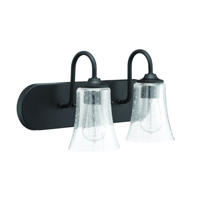 Craftmade Gwyneth 2 Light Bathroom Vanity Light in Flat Black