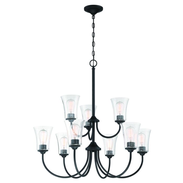 Craftmade Gwyneth 9 Light Traditional Chandelier in Flat Black