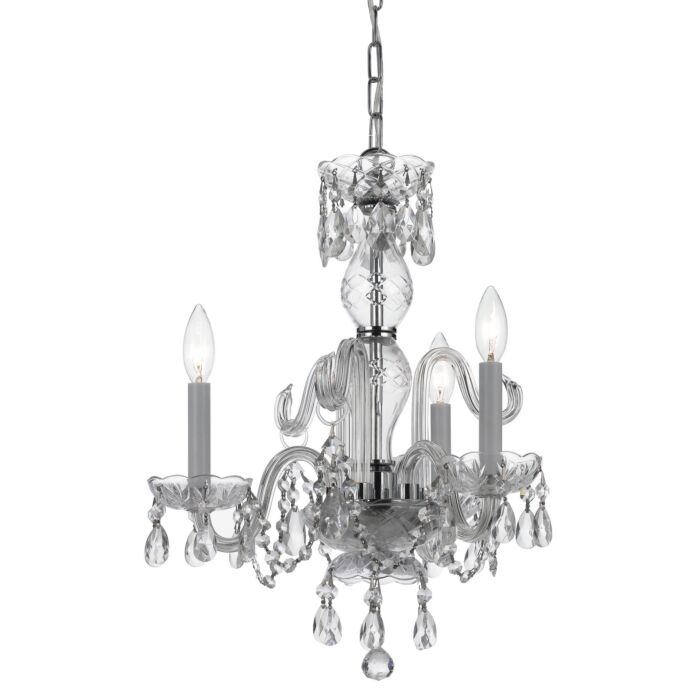Crystorama Traditional Crystal 3 Light 18 Inch Mini Chandelier in Chrome with Clear Swarovski Strass Crystals