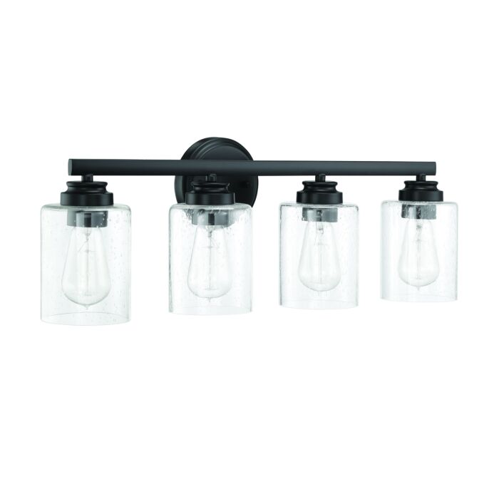 Craftmade Bolden 4 Light Bathroom Vanity Light in Flat Black