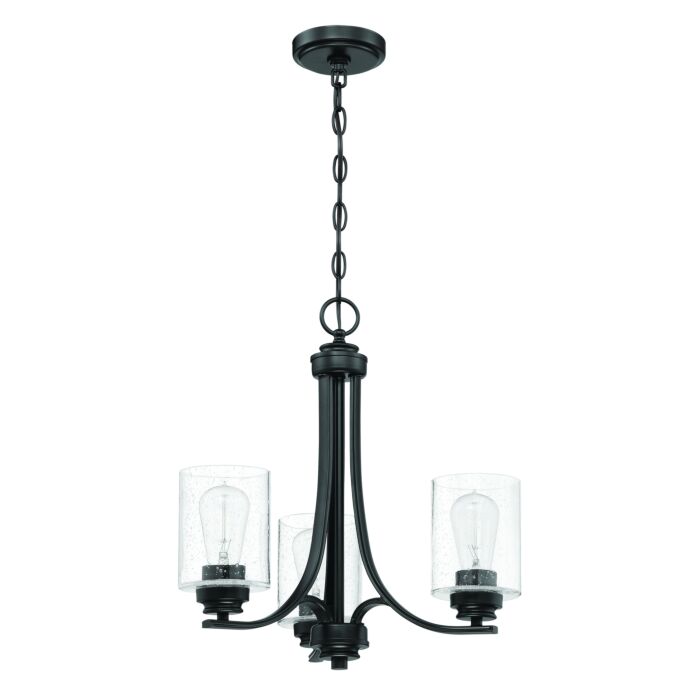 Craftmade Bolden 3 Light Transitional Chandelier in Flat Black