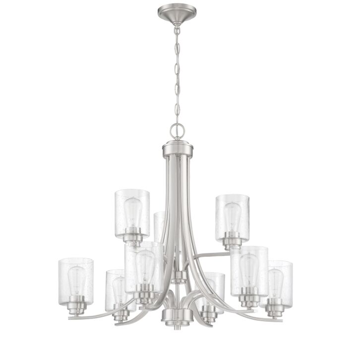 Craftmade Bolden 9 Light Transitional Chandelier in Brushed Polished Nickel