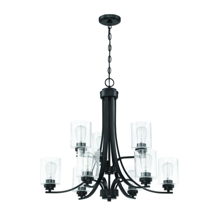 Craftmade Bolden 9 Light Transitional Chandelier in Flat Black