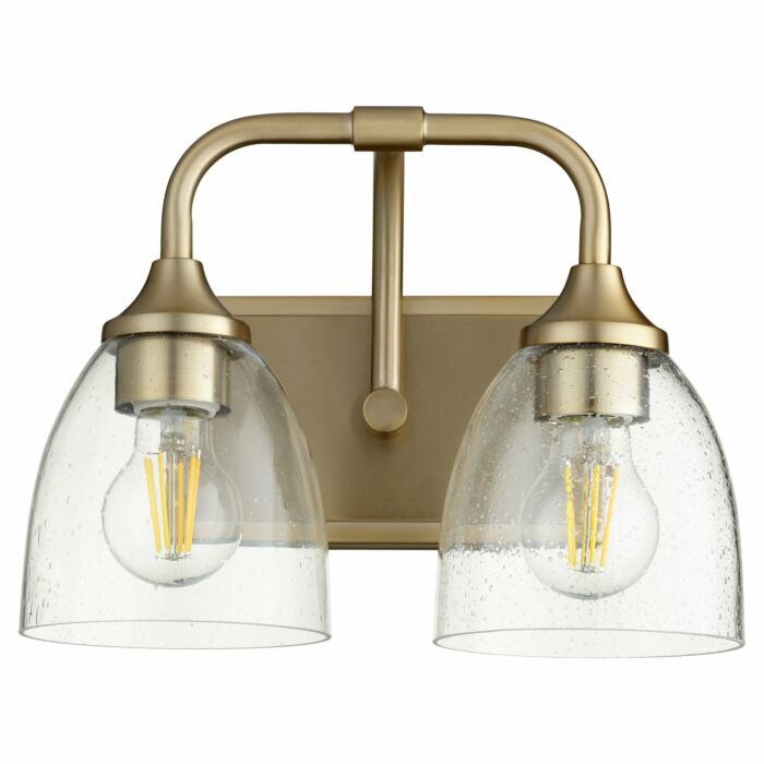 Quorum Enclave 2 Light 9 Inch Bathroom Vanity Light in Aged Brass with