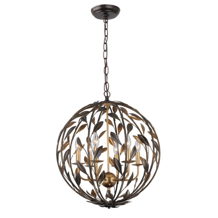 Crystorama Broche 6 Light 25 Inch Traditional Chandelier in English Bronze And Antique Gold