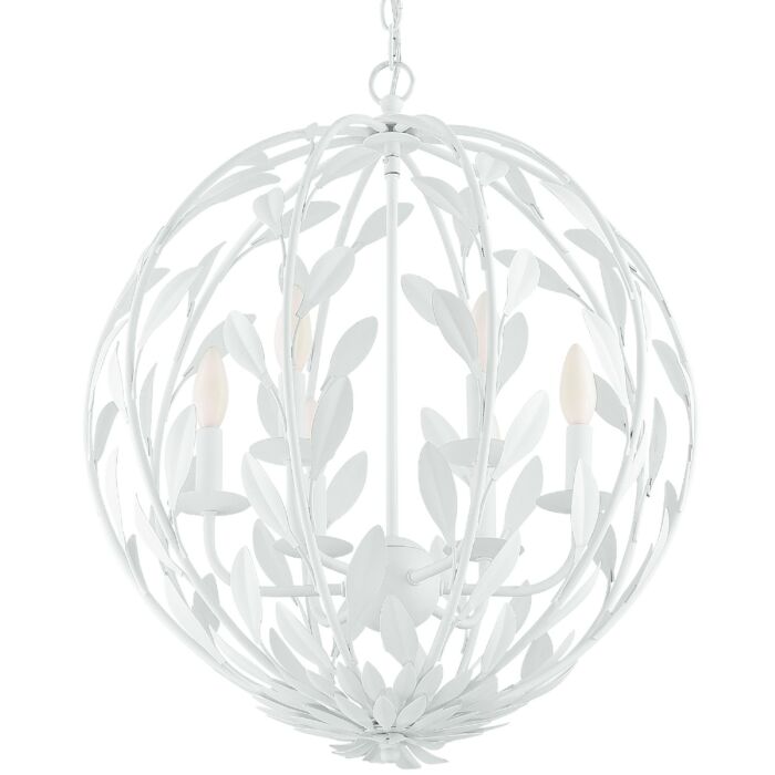 Crystorama Broche 6 Light 25 Inch Chandelier in Matte White