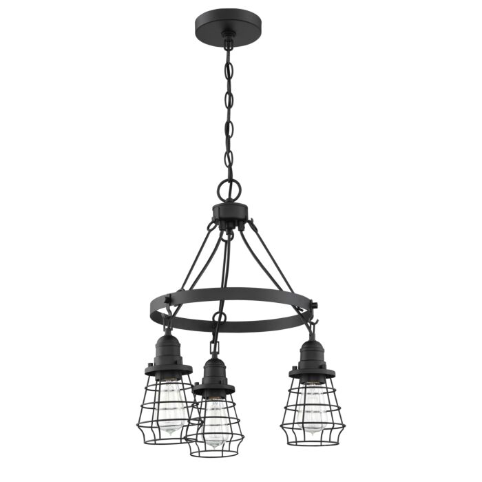 Craftmade Thatcher 3 Light Transitional Chandelier in Flat Black
