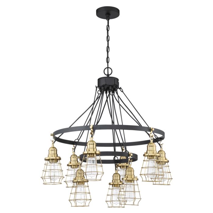 Craftmade Thatcher 9 Light Transitional Chandelier in Flat Black with Satin Brass