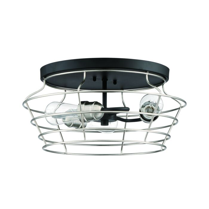 Craftmade Thatcher 3 Light 17 Inch Ceiling Light in Flat Black with Brushed Polished Nickel