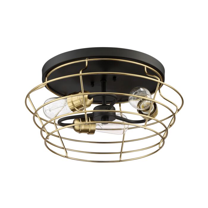Craftmade Thatcher 3 Light 17 Inch Ceiling Light in Flat Black with Satin Brass