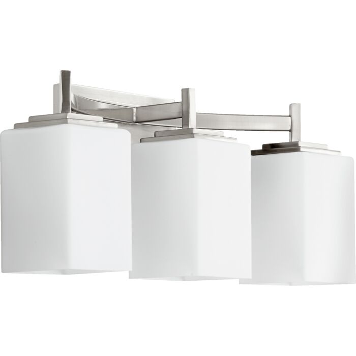 Quorum Delta 3 Light 9 Inch Bathroom Vanity Light in Satin Nickel
