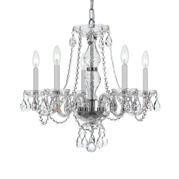 Crystorama Traditional Crystal 5 Light 22 Inch Traditional Chandelier in Polished Chrome with Clear Spectra Crystals