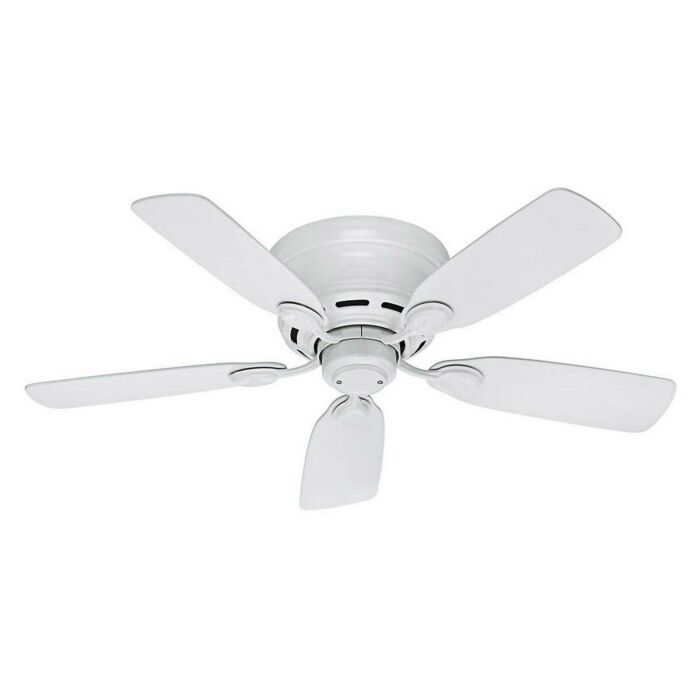 Hunter Low Profile IV 42 Inch Indoor Flush Mount Ceiling Fan in White