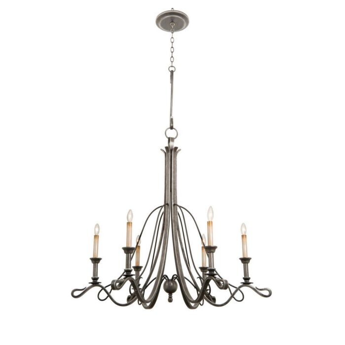 Kalco Keller 6 Light Chandelier in Vintage Iron