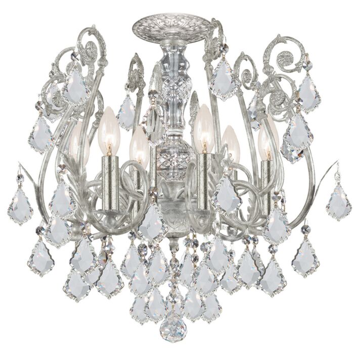 Crystorama Regis 6 Light 20 Inch Ceiling Light in Olde Silver with Clear Hand Cut Crystals