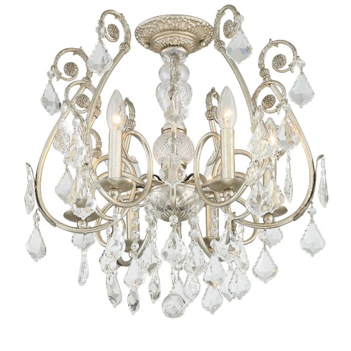 Crystorama Regis 6 Light Ceiling Light in Olde Silver with Clear Hand Cut Crystals