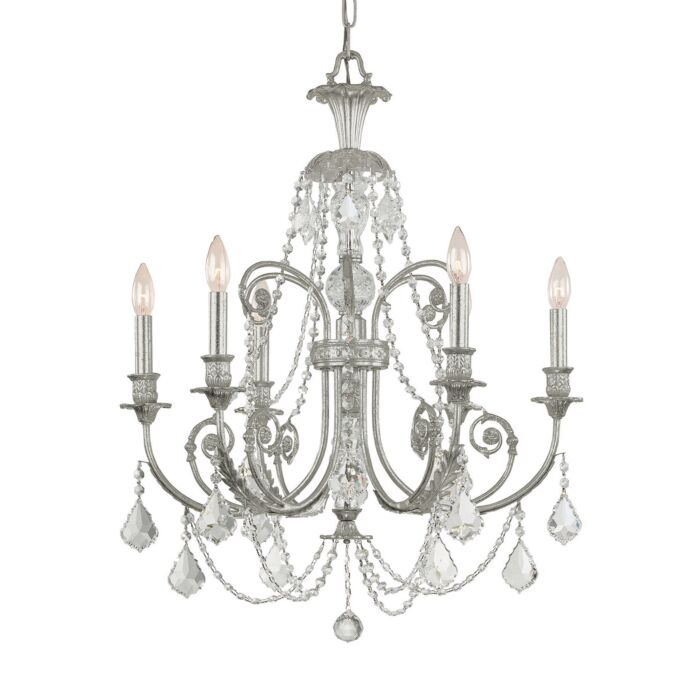 Crystorama Regis 6 Light 30 Inch Traditional Chandelier in Olde Silver with Clear Swarovski Strass Crystals