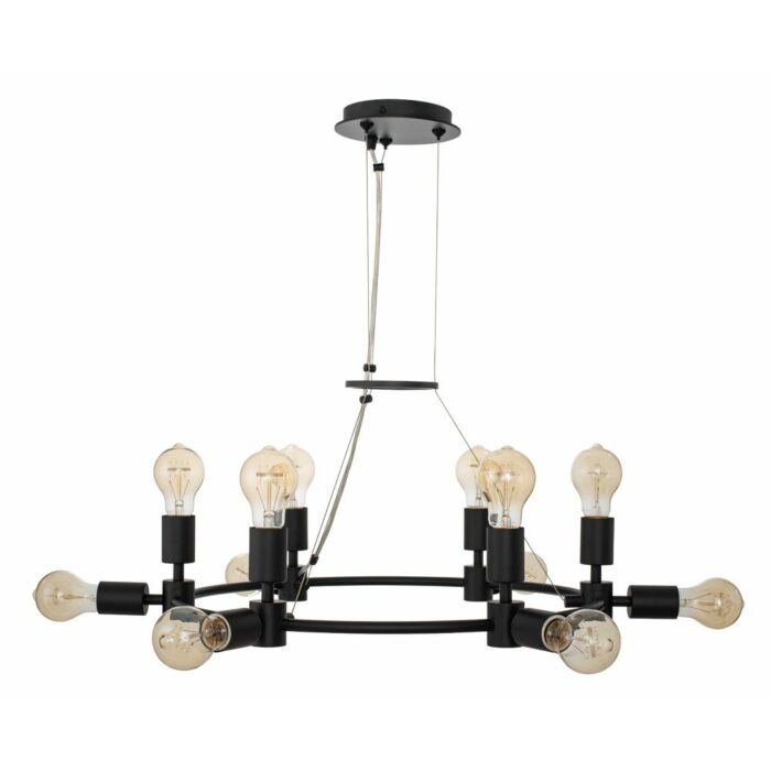 Kalco Union 12 Light Chandelier in Matte Black