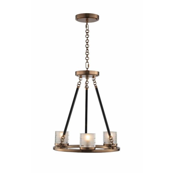 Kalco Library 3 Light Transitional Chandelier in Library Brass