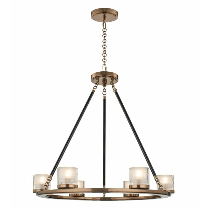 Kalco Library 6 Light Transitional Chandelier in Library Brass
