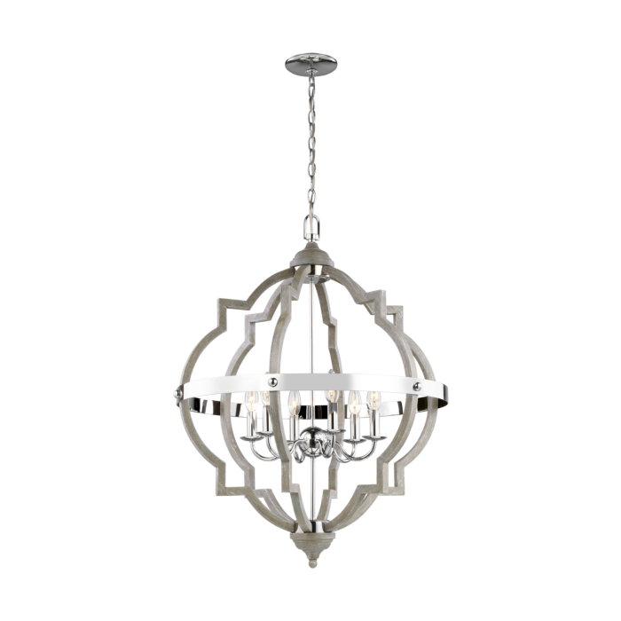 Sea Gull Socorro 6 Light Foyer Light in Washed Pine