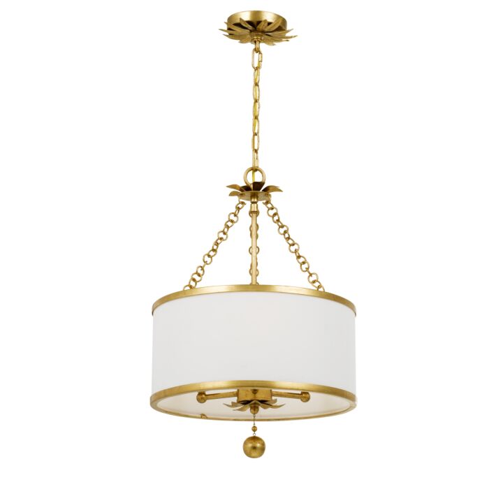 Crystorama Broche 3 Light 20 Inch Traditional Chandelier in Antique Gold
