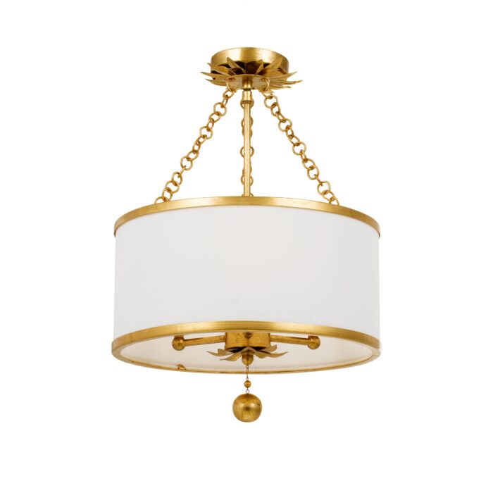 Crystorama Broche 3 Light 14 Inch Ceiling Light in Antique Gold