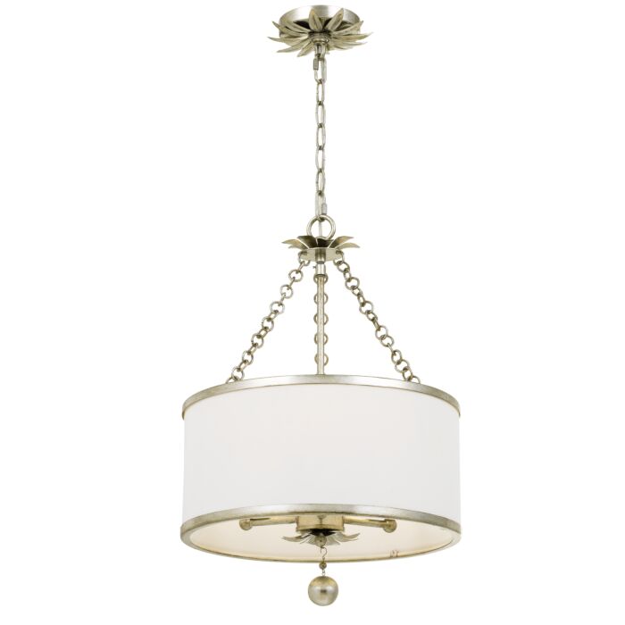 Crystorama Broche 3 Light 20 Inch Traditional Chandelier in Antique Silver