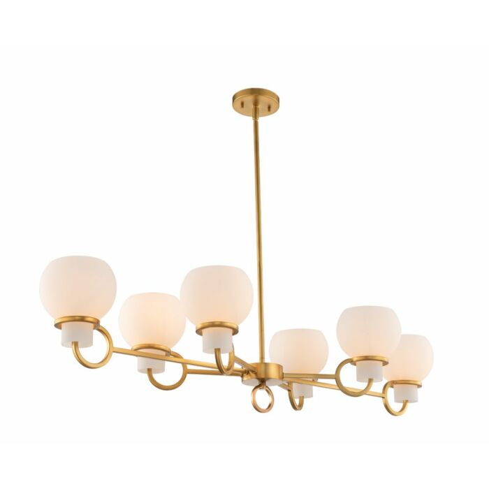 Kalco Ascher 6 Light Transitional Chandelier in Winter Brass