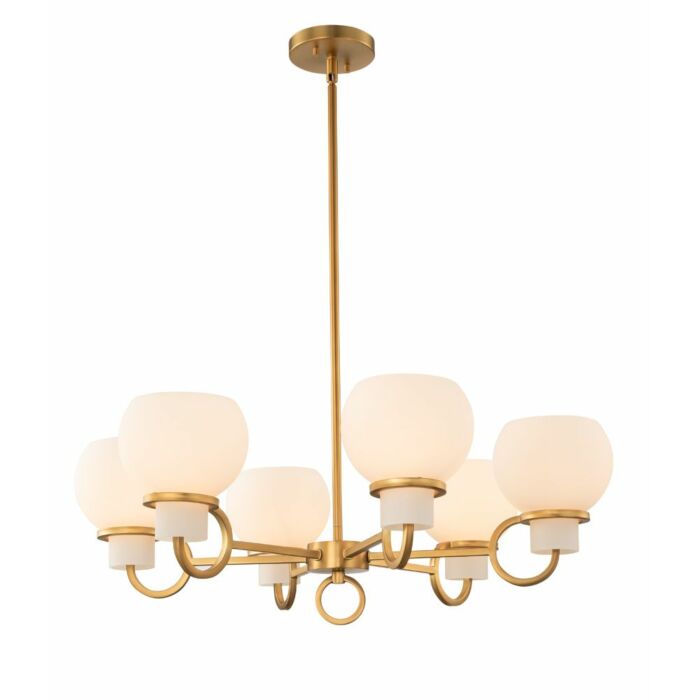 Kalco Ascher 6 Light Transitional Chandelier in Winter Brass