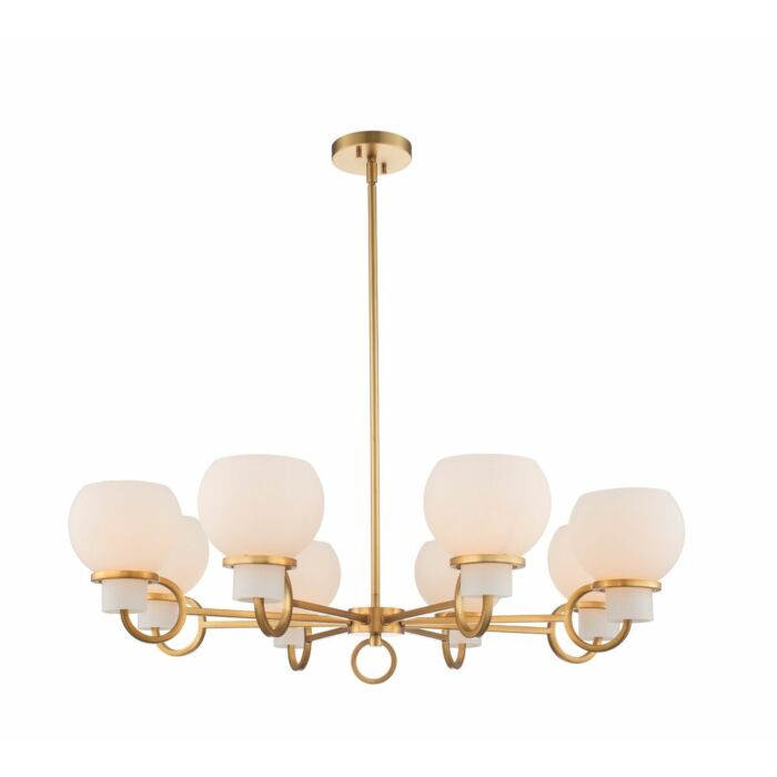 Kalco Ascher 8 Light Transitional Chandelier in Winter Brass