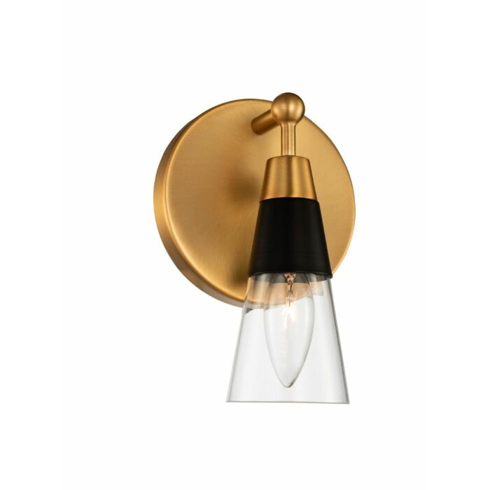Kalco Ponti Bathroom Vanity Light in Matte Black with New Brass