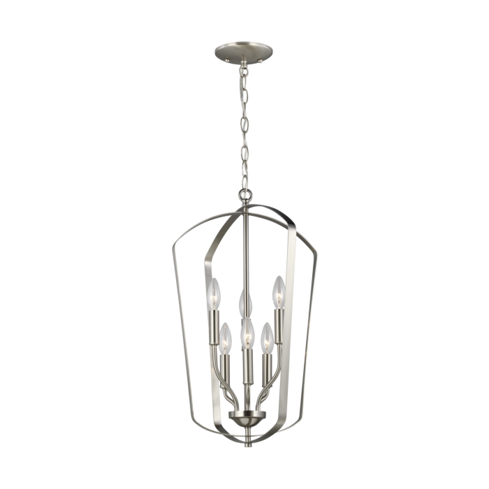 Sea Gull Romee 6 Light Foyer Light in Brushed Nickel
