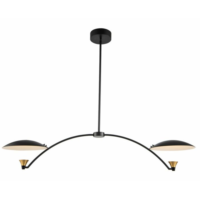 Kalco Redding Pendant Light in Matte Black with White and Brass Accent