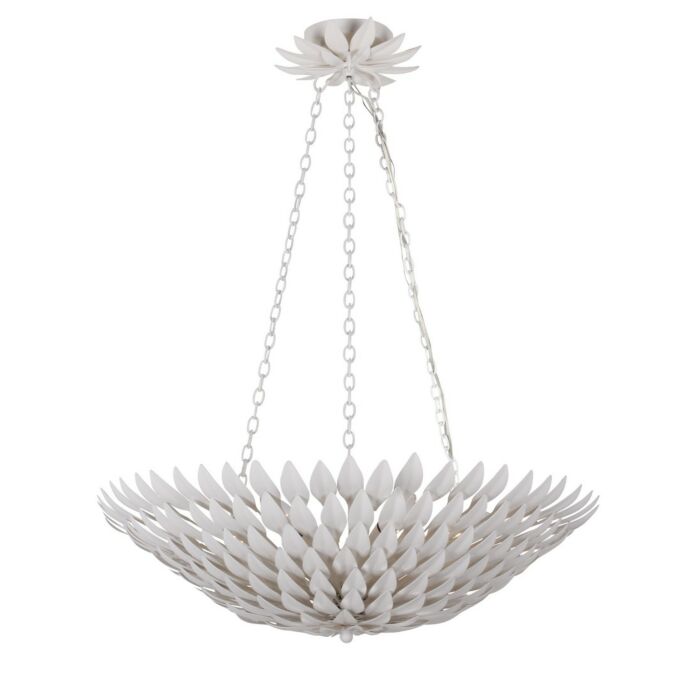Crystorama Broche 6 Light 11 Inch Traditional Chandelier in Matte White