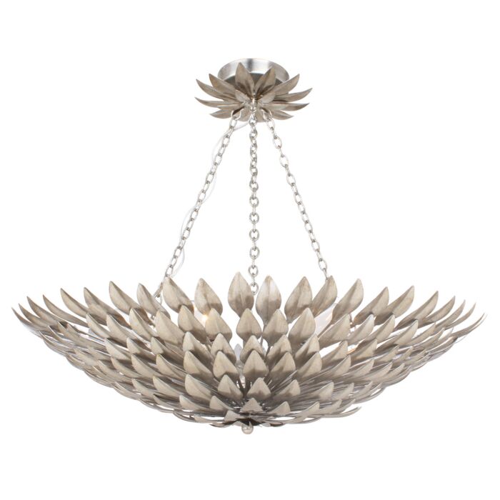 Crystorama Broche 6 Light 25 Inch Ceiling Light in Antique Silver