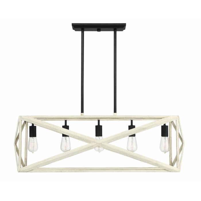 Craftmade Hansel 5 Light 13 Inch Kitchen Island Light in Cottage White with Espresso