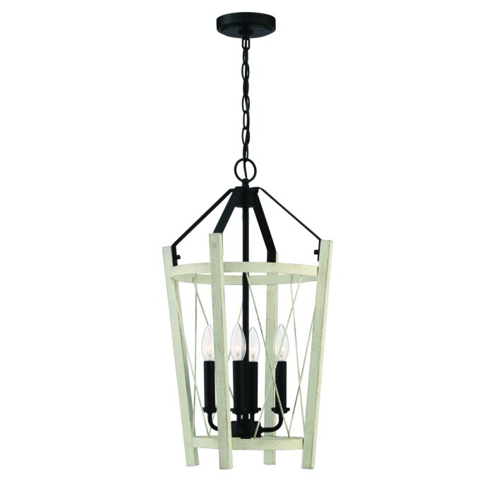 Craftmade Suffolk 4 Light 14 Inch Foyer Light in Cottage White with Espresso