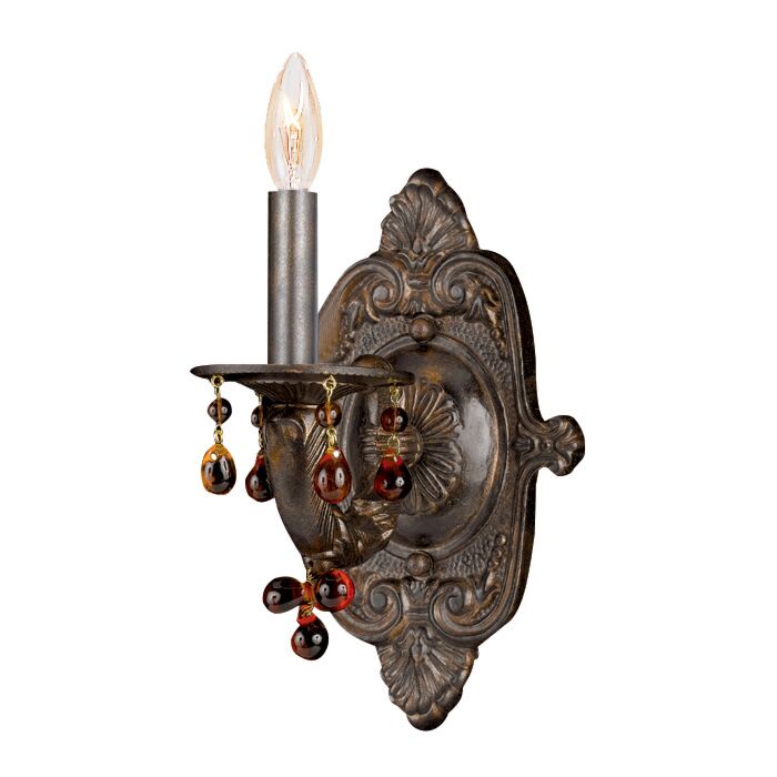 Crystorama Paris Market 10 Inch Wall Sconce in Venetian Bronze with Murano Crystals