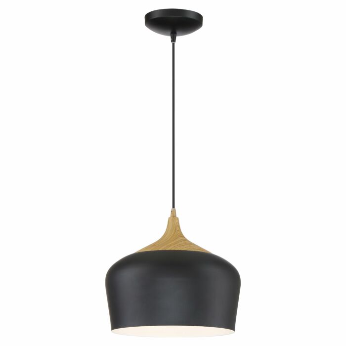 Access Blend Pendant Light in Black with Wood Grain