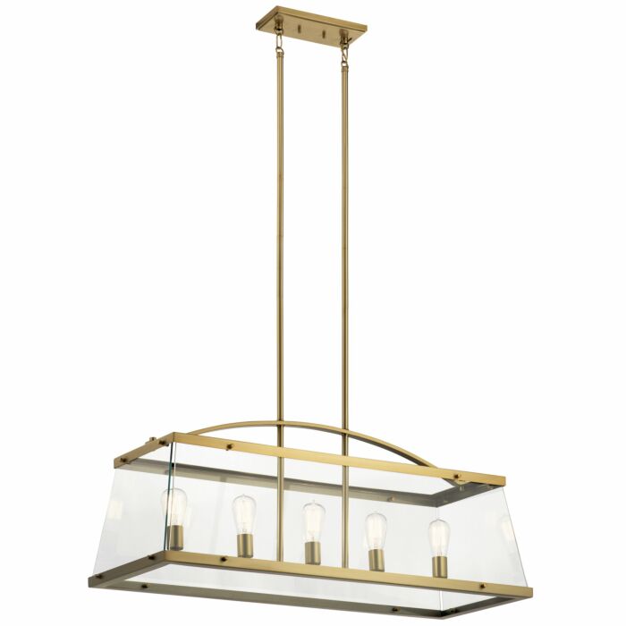 Kichler Darton 5 Light Transitional Chandelier in Brushed Natural Brass